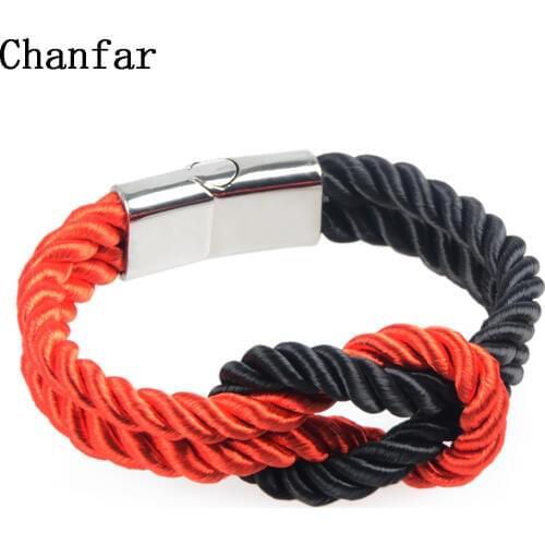 Chanfar Trendy Colorful Braided Rope Chain Magnetic Clasp Knot Bracelets & Bangles for Women Men Jewelry Color Selection