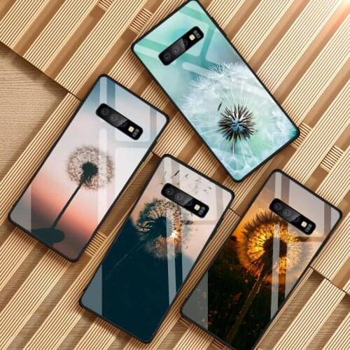 Dandelion Tempered Glass Phone Case For Samsung Galaxy S8 S9 S10 S20 PLUS J8 J6 J4 2018 NOTE 8 9 10 Cover Shell