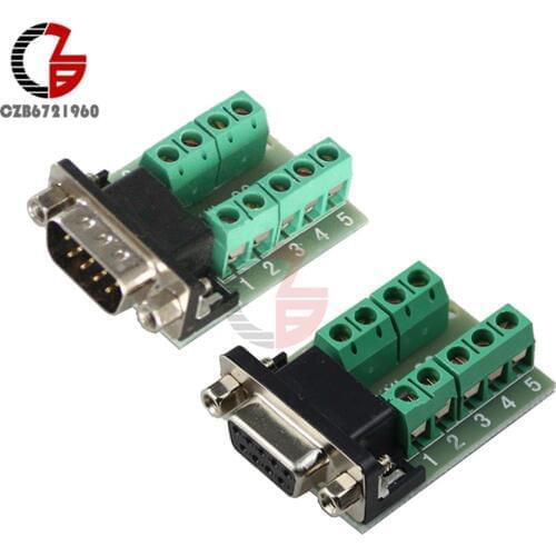 DB9 Male Female Adapter Signals Terminal Module RS232 Serial To Terminal DB9 Connector