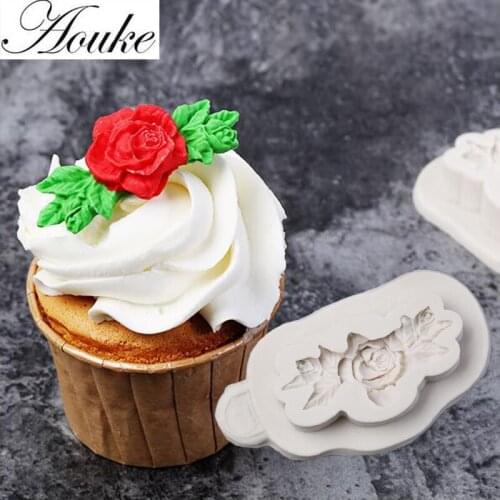 Aouke Rose Cupcake Decorate Shape Silicone Cake Decorating Mold Pastry Tool Sugarcraft Mold G207