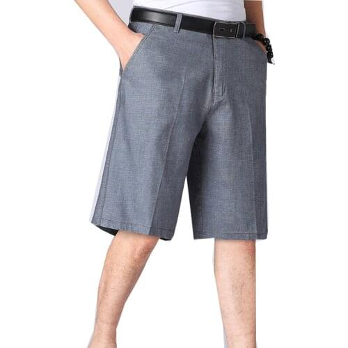 Delgada casual suelto cinco Pantalones de lino pierna recta shorts juveniles de verano de los hombres Pantalones