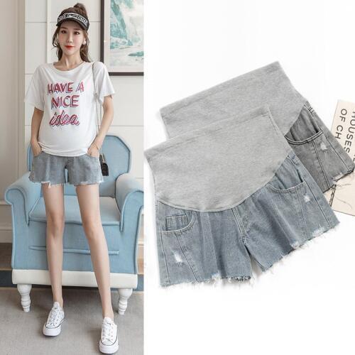 Maternity denim three-point pants summer denim shorts pregnant women stomach lift pants casual wear loose jeans