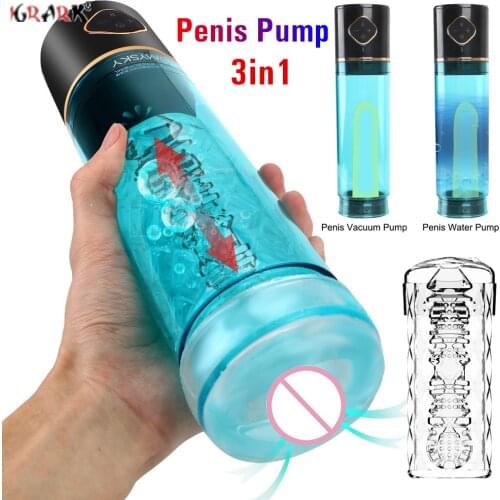 Electric Water Bath Penis Vacuum Pump Sucking Masturbator Penile Enlargement Extender Cock Trainer Adult Erotic Sex Toy For Men