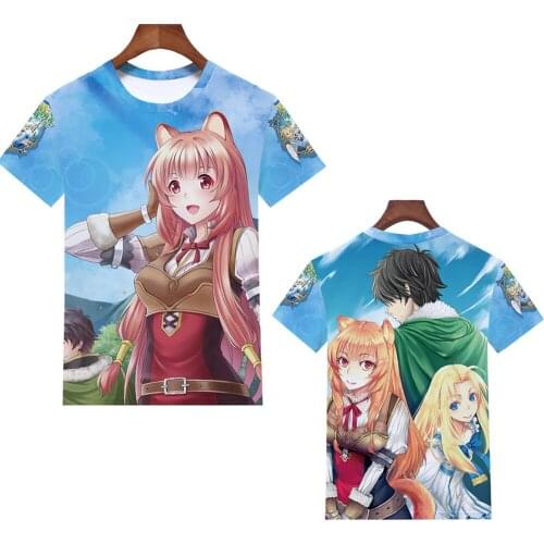 Anime Tate no Yuusha no Nariagari T-Shirt Cartoon Streetwear Rising of the Shield Hero Raphtalia 3D Short Sleeve Girl Modal Tees