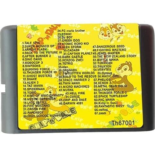 MD 67 In 1 Game cartridge With Alien 3, Musha, Turrican, Magic Girl. Zoom, PAC Mania SEGA GENESIS MegaDrive 16 bit Game