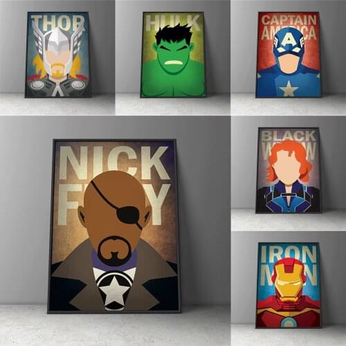 Canvas Painting Marvel Superhero Avengers Hulk Captain America Anime Posters and Prints Cartoon Wall Picture for Kids Home Decor