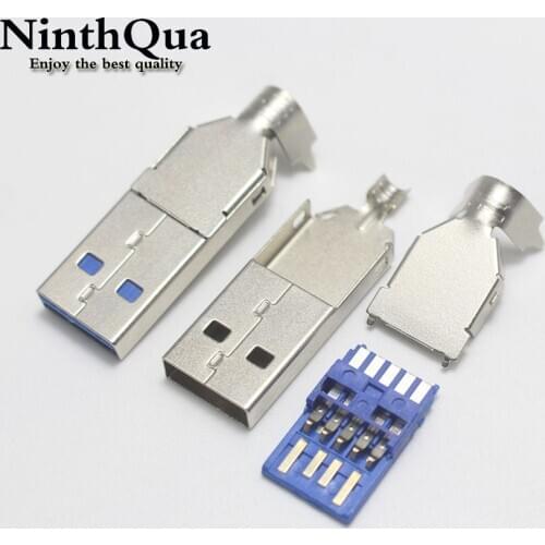 1/2/5set USB 3.0 Type A male connector jack soldering type socket 3 in 1 High Speed USB 3.0 Jack Male Charging Socket For DIY
