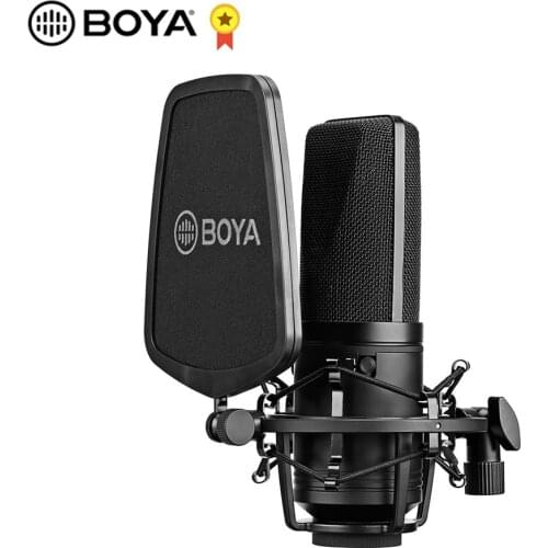 BOYA BY-M1000 Condenser Microphone Large Diaphragm 3 Polar Patterns for Singer Songwriter Podcaster Voiceover Artist Studio Mic