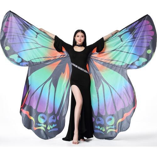 Belly Dance Butterfly Wings for Adult Performance Women Bellydancing Props Polyester Cape Cloak Dance Fairy Wing