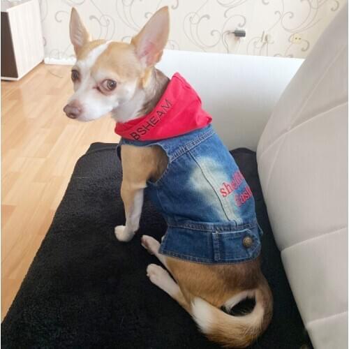 2021 Summer Jeans for Dog Denim Jacket Cat Clothes Daisy Cowboy French Bulldog Lapel Vest Puppy Outfit Kawaii Costume XS-XXL