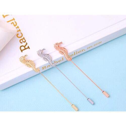 Fashion Pins Jewelry New Design Glass Stone Alloy Seahorse Brooch Pines wholesale Drop Shipping
