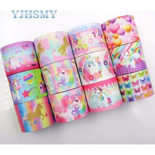 YJHSMY 181191 38 mm 10 yards Cartoon Ribbons Thermal transfer Printed grosgrain Wedding Accessories DIY handmade material