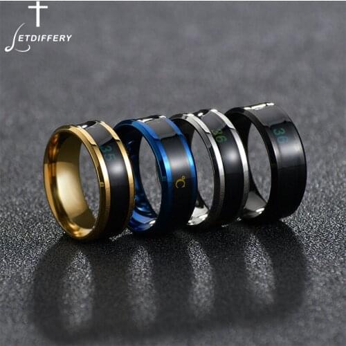 Letdiffery Body Men Temperature Ring Punk Sensitive Stainless Steel Display Real-time Temperature Rings Cool Waterproof Jewelry