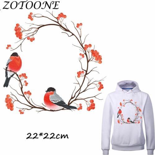 ZOTOONE Magpies Flower Patch for Clothes T Shirt Ironing on Patches Stickers DIY Heat Transfer Accessory Washable Appliques C