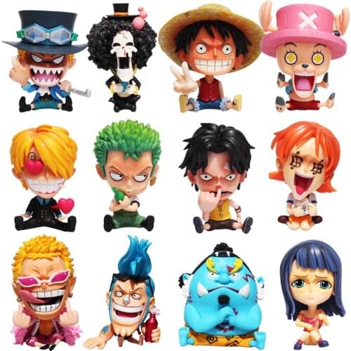 OP Anime Childhood Luffy Nami Ace Sabo Chopper Sanji Zoro Usopp GK Q Sitting Ver. Bottle Hugging PVC Action Figure Model Toy