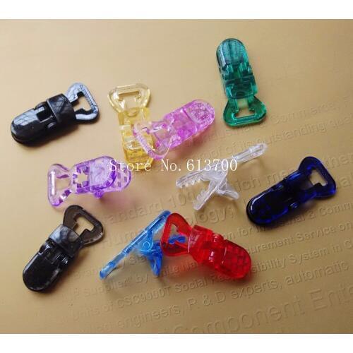 Wholesale 400 pcs Transparent Plastic Pacifier Clip Fit for Mam Baby Dummy Soother Clip Suspender Clip for 10 mm ribbon