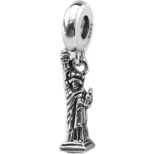 Authentic 925 Sterling Silver Statue of Liberty Dangle Charm Beads for Jewelry Making Fits Original Charms Bracelets Berloques