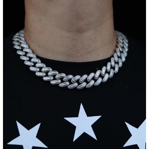 Drop ship 18mm Cubic Zircon Paved Cubans Link Necklace Gold Silver Plated Luxury Heavy hip hop maimi Cuban Chain 15/16/18inch