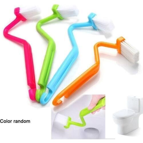 S shape Clean Brush With hook Soft Hair toilet brushes V Shape Clean Corner Brush For Bathroom Home kitchen Hotel Cleaning Tools