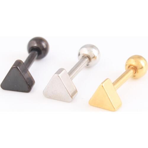 Ear Tragus Barbell Round Titanium threaded stud earrings four Pentacle triangle 316L Stainless Steel 16G bar Steel Black Gold