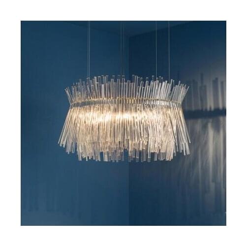 Nordic post-modern luxury crystal chandelier round new living room dining room bedroom creative art model room lamps