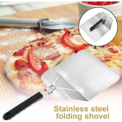 Stainless Steel Folding Handle Big Cake Pizza Shovel Spatula Kitchen Baking Tool