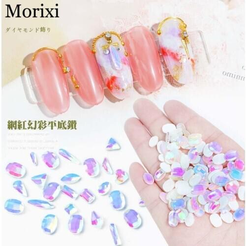 10pcs Nail art rhinestones flat back crystal dirll rainbow blue color heart round horse eye shape japanese nail diamond MZ164