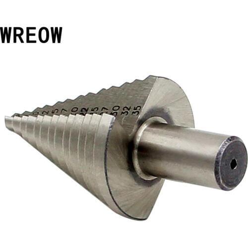 1Pc 5-35mm HSS Round Shank Step Cone Drill Bit 13 Steps Hole Saw Wood Brass Metal Drilling Cutter Tackle Tool Drill Bit
