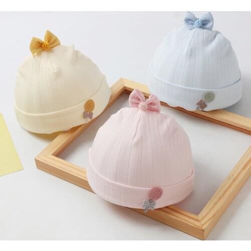 Pure cotton 0 to 6 months baby child baby hat spring, summer, autumn thin section newborns joker new cartoon knitted cap