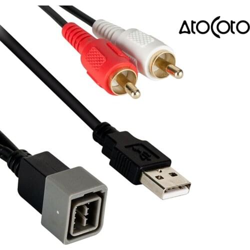 Car USB 2 RCA Adapter Retention w/ 8 Pin Interface Connect Cable for Nissan Lada Vesta 2011-up