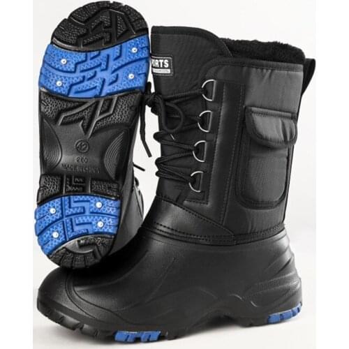 Thicken Fleece Warm Waterproof Fishing Snow Boots Winter Men Outdoor Skiing Hiking Sports Thermal Plus Steel Nail Non-slip Shoes