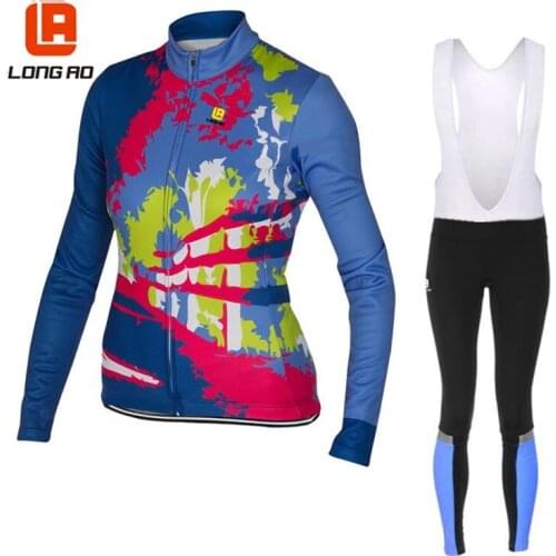 LONG AO Cycling clothes women Cycling jersey Long sleeve bike set Thrasher clothing Roupa ciclismo Cheji women Clothes cycling