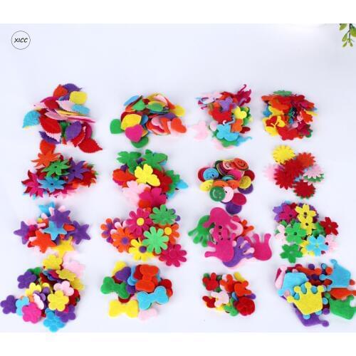 XICC 100PCS Colorful Nonwoven Round Flower Wool Felt Fabric Hair rope DIY Handmade Accessory Sticker Applique Patches Felt Pad