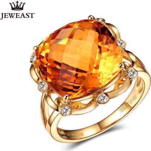 SLFD Natural Citrine 18K Pure Gold 2020 New Hot Selling Top Ring Women Heart Shape Ring For Ladies Woman Genuine Jewelry