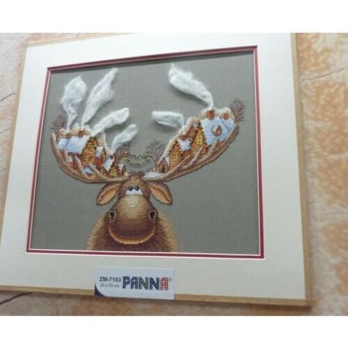 2021 Gold Collection Embroidery Christmas Moose Funny Rap Cross Stitch with 100% Cotton Flosses & Free Shipping for Wall Decor