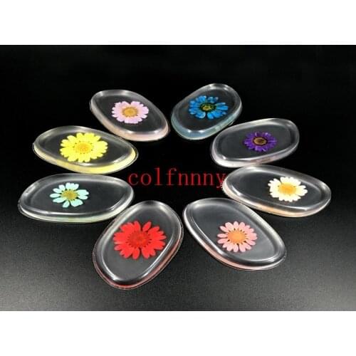 100pcs/lot Silicone Gel Cosmetic Puff Transparent Silica Flawless Powder Puff Sponge Blending Jelly with Dried Flower Maquillaje