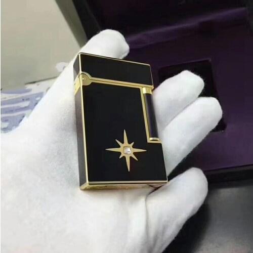 100% new vintage dupont gas lighter gas cigarette lighter polished jet gasoline flint lighter metal gas lighter