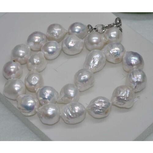 11x13MM REAL HUGE SOUTH SEA WHITE BAROQUE PEARL NECKLACE 18