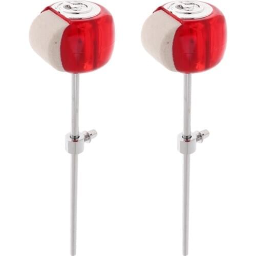 2pcs Bass Drum Hammer Beater Percussion Instrument Replacement Parts Red