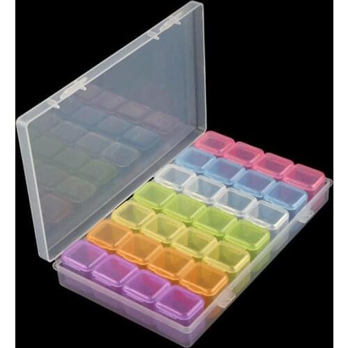 28 Grid Nail Art Jewelry Storage Box Transparent Colorful Nail Rhinestone Case Plastic Beauty Manicure Boxes Container Organizer