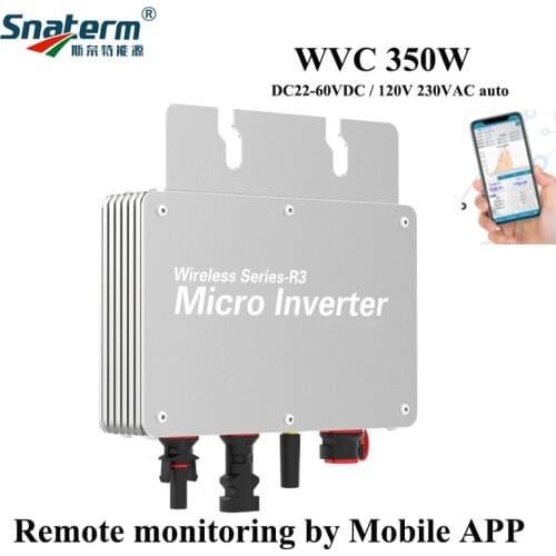 300W 350W MPPT Solar PV Grid Tie Micro Inverter WVC series Input 22V-60VDC Output 110V-240VAC Home Solar On Grid System
