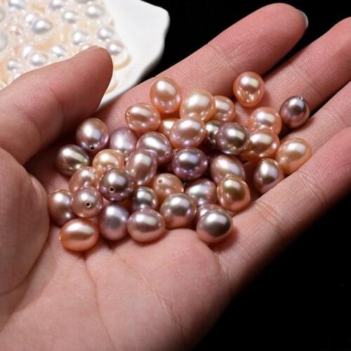 4-4.5mm 5-5.5mm White Pink Purple Drop Pearl High Quality Natural Freshwater Pearl Half Hole No Hole Rice Pearls