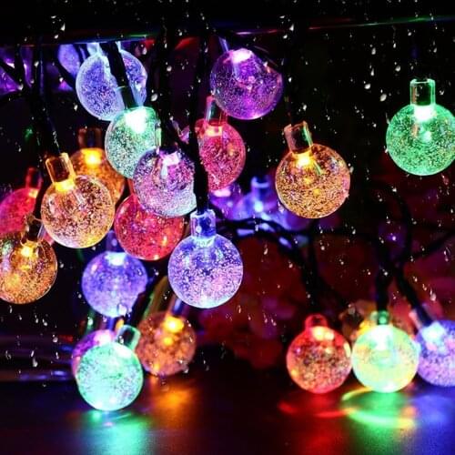 8 Modes Solar Led Bubble Crystal Ball Light Indooor Outdoor Garden Waterproof Fairy Light For Christmas Party And Holiday Decor