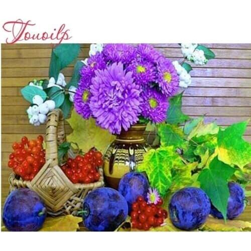 TOUOILP Full Square/Round Drill 5D DIY Diamond Painting "Purple flowers" Embroidery Cross Stitch Mosaic Home Decor Gift