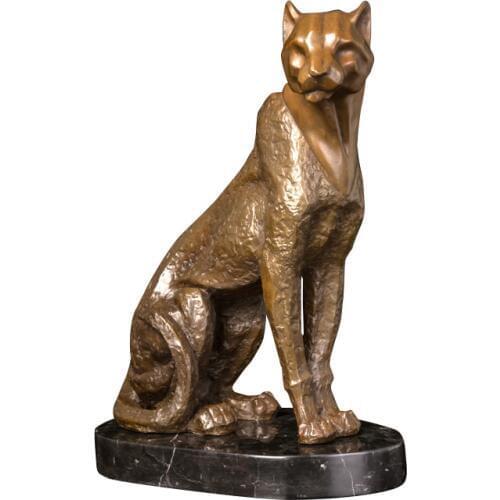 ArtsHom DW-203 Modern Abstract Cheetah Bronze Statue Leopard Figurine Wild Animal Sculpture Office Home Decoration European Art
