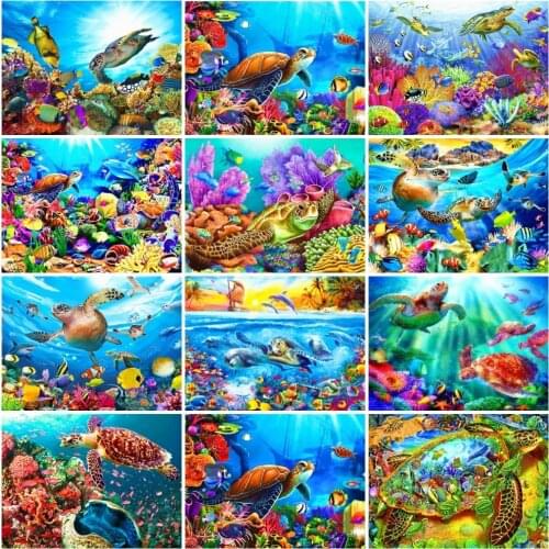 AZQSD 5d Diy Diamond Embroidery Tortose Fish Mosaic Handicraft Diamond Painting Animals Cross Stitch Home Decoration