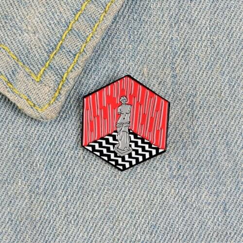 Cartoon Geometry Movie Sculpture Humanoid Red Enamel Brooch Alloy Badge Cowboy Clothes Bag Pin Punk Jewelry Gift For Friends
