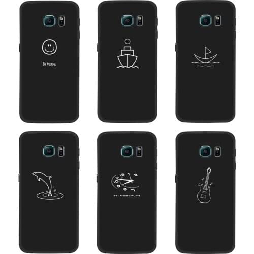 Case For Samsung Galaxy S6 Edge Phone Case Back Cover Black Softness Silicone Bumper With White Color Printing