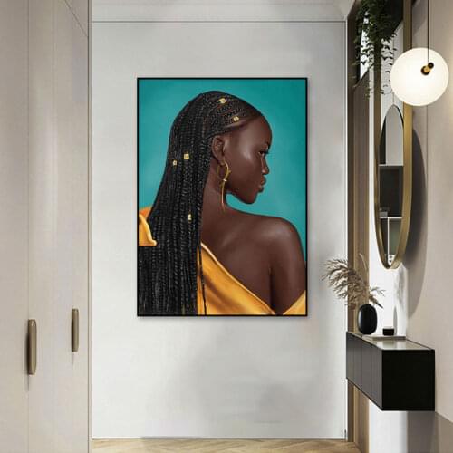 Black Braid Girl Posters And Prints African Woman Back View Canvas Painting Print Home Wall Art Pictures Living Room Decoration