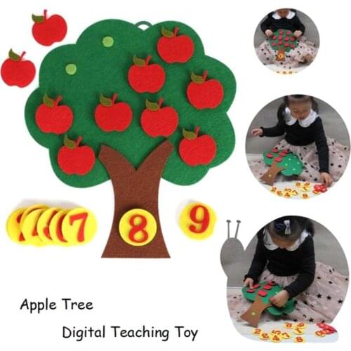 Apple Tree Match Digital Teaching Toy Non-Woven Puzzle Creative Toy Kindergarten Kids Math Toy